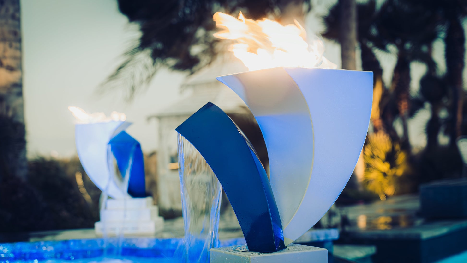 Designer Series Fire Feature 12 - Scupper High Quality Powder Coat Finish by The Outdoor Plus | Outdoor Heat Direct