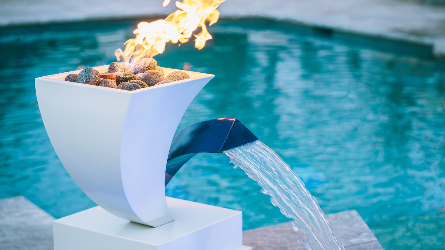Designer Series Fire Feature 12 - Scupper High Quality Powder Coat Finish by The Outdoor Plus | Outdoor Heat Direct
