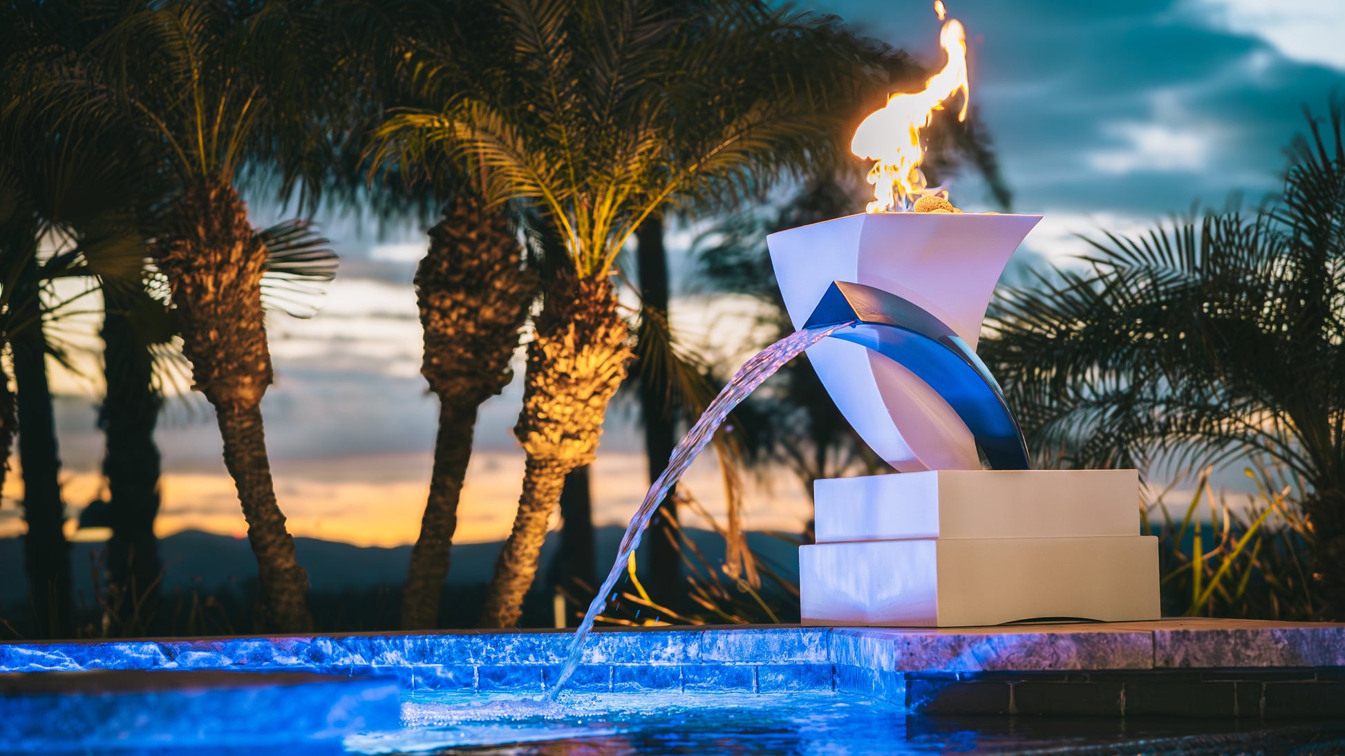 Designer Series Fire Feature 12 - Scupper High Quality Powder Coat Finish by The Outdoor Plus | Outdoor Heat Direct