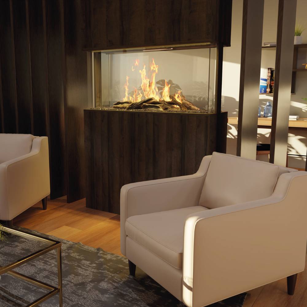 Modern Flames Nova Clear 48" See-Through Laser Projection Electric Fireplace - Outdoor Heat Direct