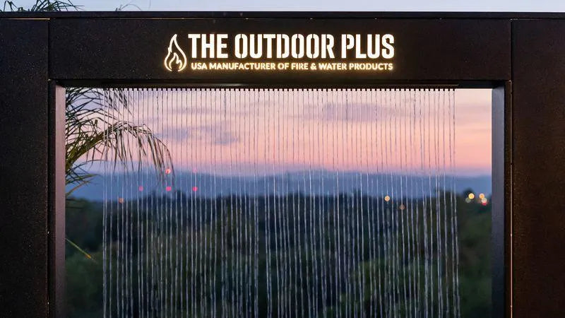 Paradise Waterfall -  Metal Powder Coat - With Copper Rainfall Scupper by The Outdoor Plus | Outdoor Heat Direct | Outdoor Heat Direct