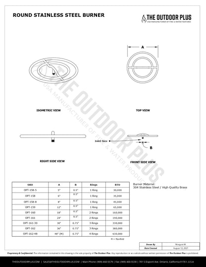 Round Stainless Steel Burner by The Outdoor Plus