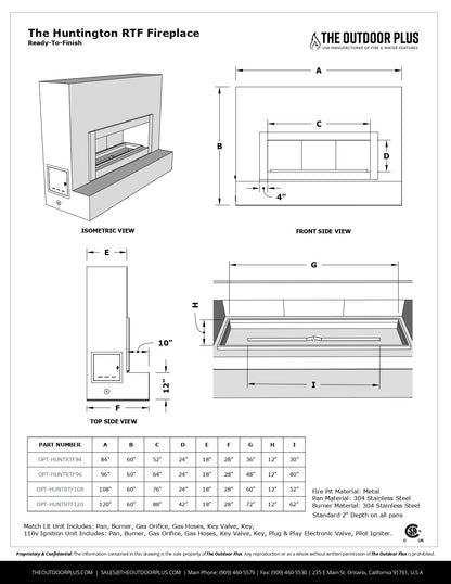 The Huntington Outdoor Fireplace - RTF (Ready to Finish) by The Outdoor Plus | Outdoor Heat Direct