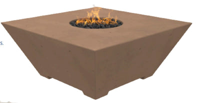 GFRC Oblique Square Fire Table /Electronic Ignition  - Free Cover ✓ [Fire by Design] | Outdoor Heat Direct