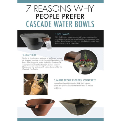 Cascade square bowls spilling into a pool — Composite Fiberglass planter available in the same profile