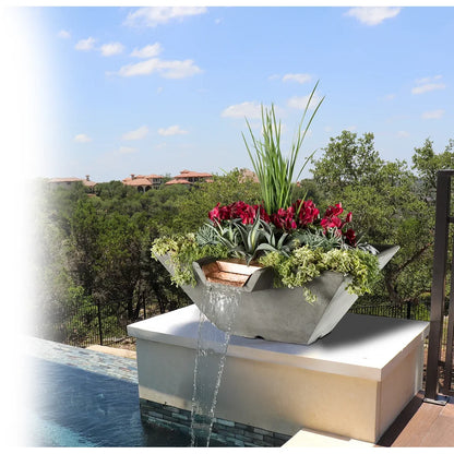 Cascade Square Water Bowl 29" — Composite Fiberglass | Slick Rock Concrete | Outdoor Heat Direct