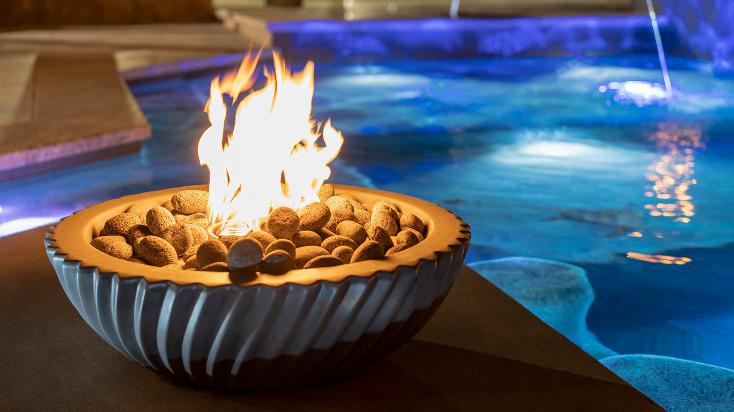 Sedona 2.0 Concrete Fire Bowl - Free Cover by The Outdoor Plus | Outdoor Heat Direct