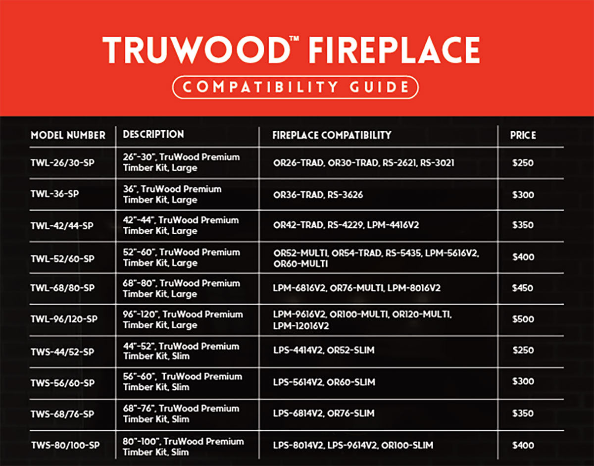 Modern Flames TruWood Large Timber Log Set — 36" Electric Fireplaces - Outdoor Heat Direct