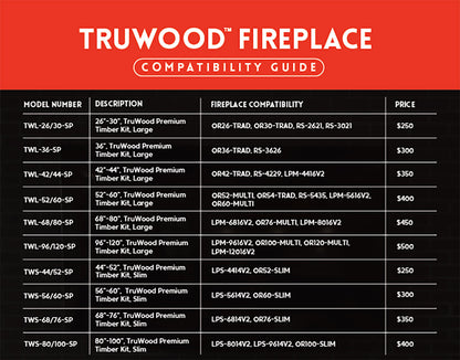 Modern Flames TruWood Slim Timber Log Set — 80" to 100" Slim Fireplaces - Outdoor Heat Direct