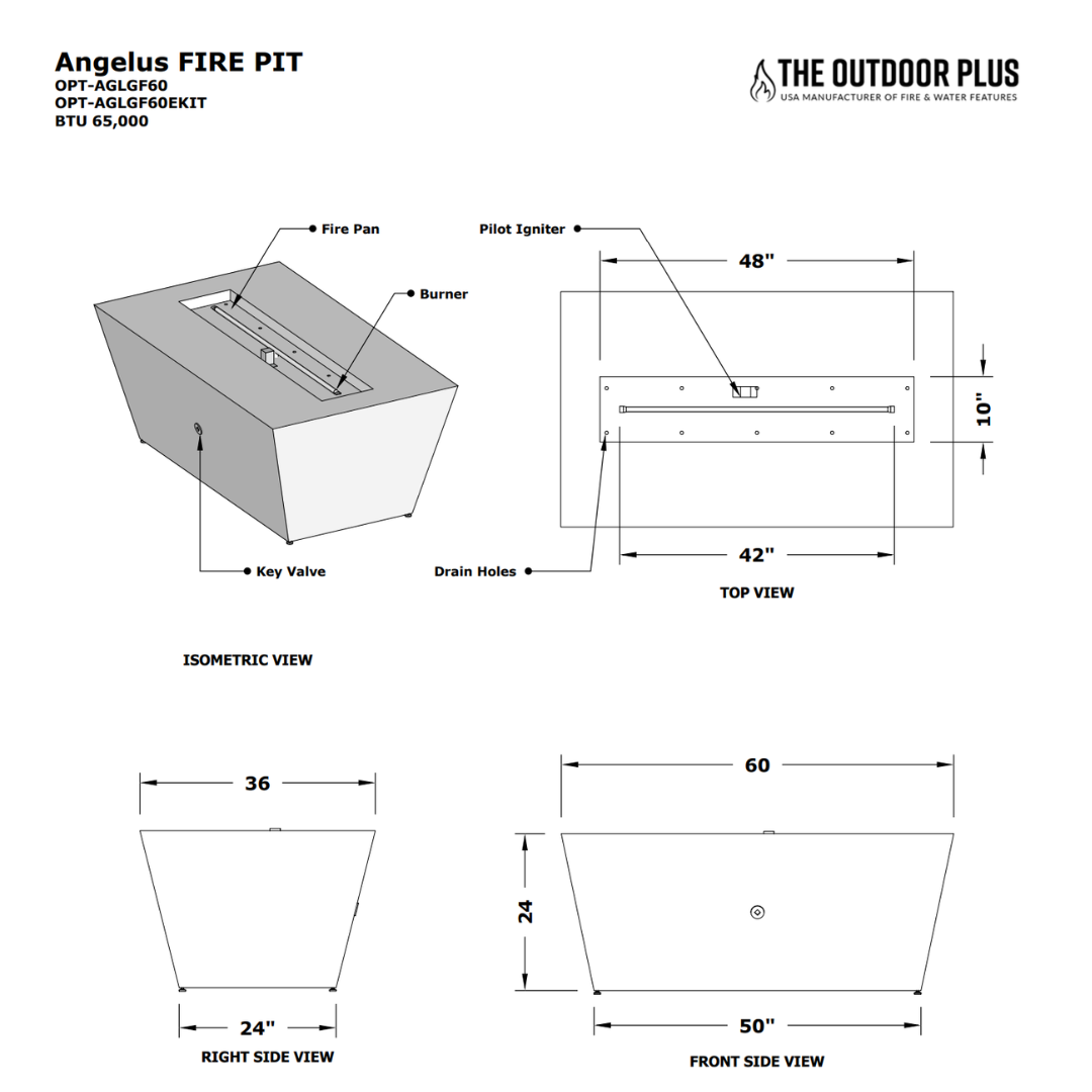 The Outdoor Plus Angelus Concrete Fire Pit Specifications