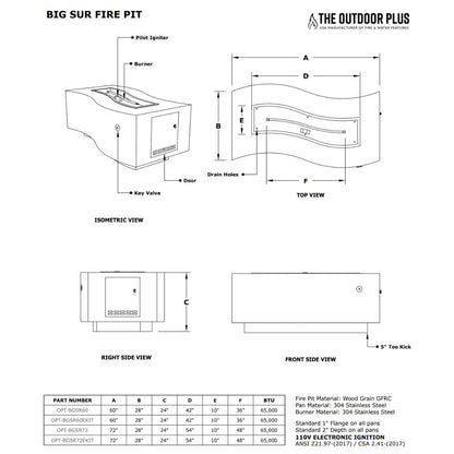 Big Sur Wood Grain Concrete Fire Pit - Free Cover ✓ [The Outdoor Plus] (Lead Time 2-3 weeks)