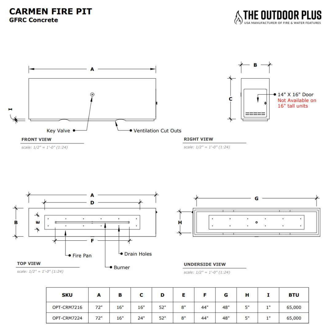 The Outdoor Plus Carmen Concrete Fire Pit Specifications