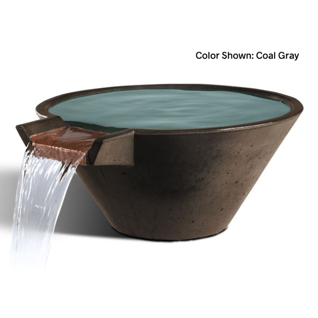 Slick Rock Cascade Conical water bowl in Coal Gray — mounted with the Water Bowl Install Kit