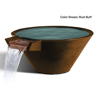 Cascade Conical Fire on Water Bowl (22"–34") — Submersible Electronic Ignition | Slick Rock Concrete | Outdoor Heat Direct
