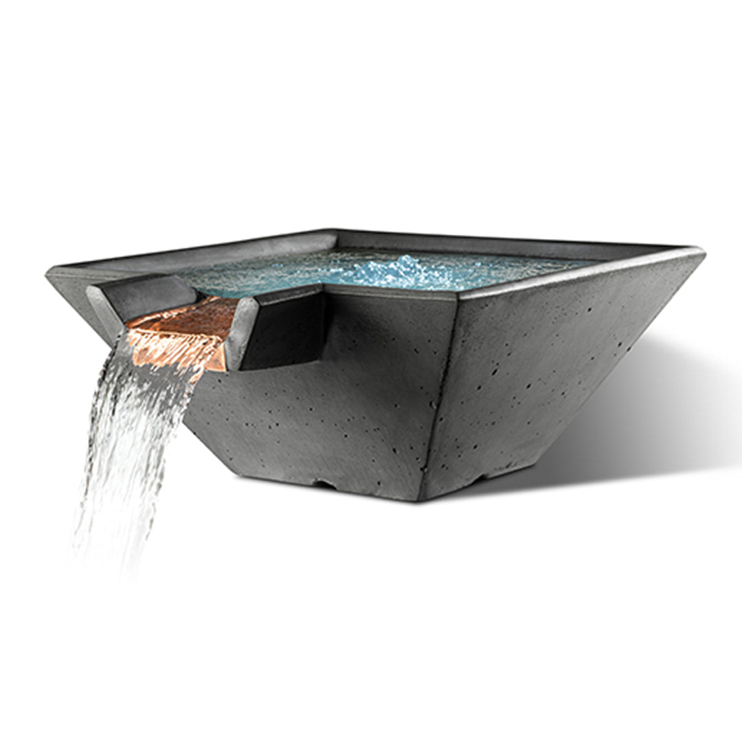 Cascade Square Water Basin (22"–34") — No Liner | Slick Rock Concrete | Outdoor Heat Direct