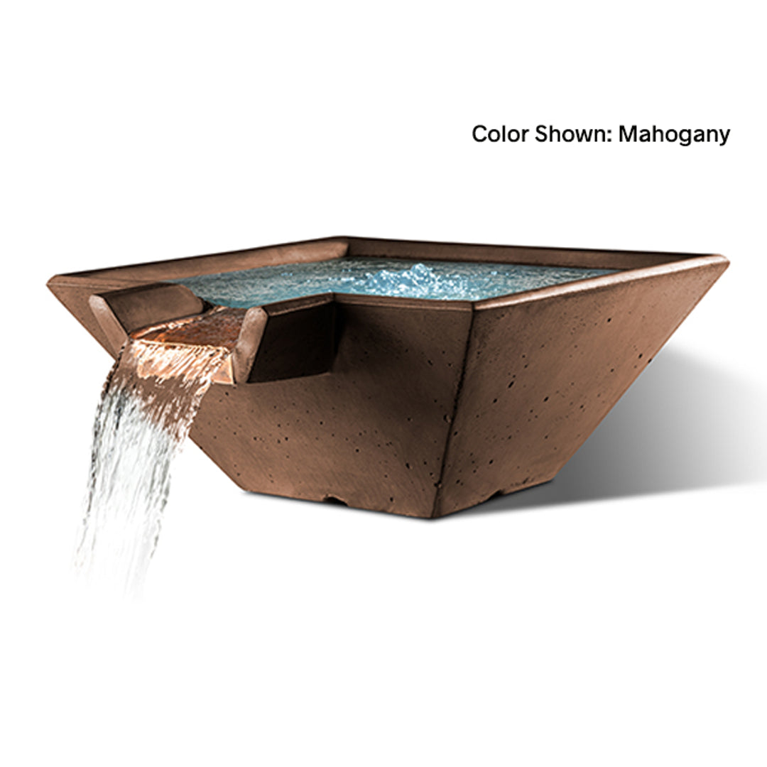Cascade Square Water Bowl 29" — Composite Fiberglass | Slick Rock Concrete | Outdoor Heat Direct