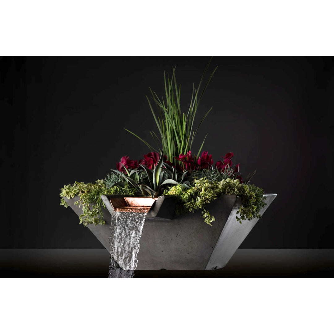 Cascade Conical Planter + Water Bowl 29" — Composite Fiberglass | Slick Rock Concrete | Outdoor Heat Direct