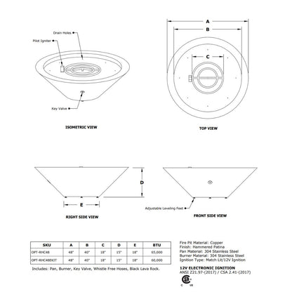Cazo 48" Copper Narrow Ledge Fire Pit - Free Cover ✓ [The Outdoor Plus] (Lead Time 2-3 weeks)