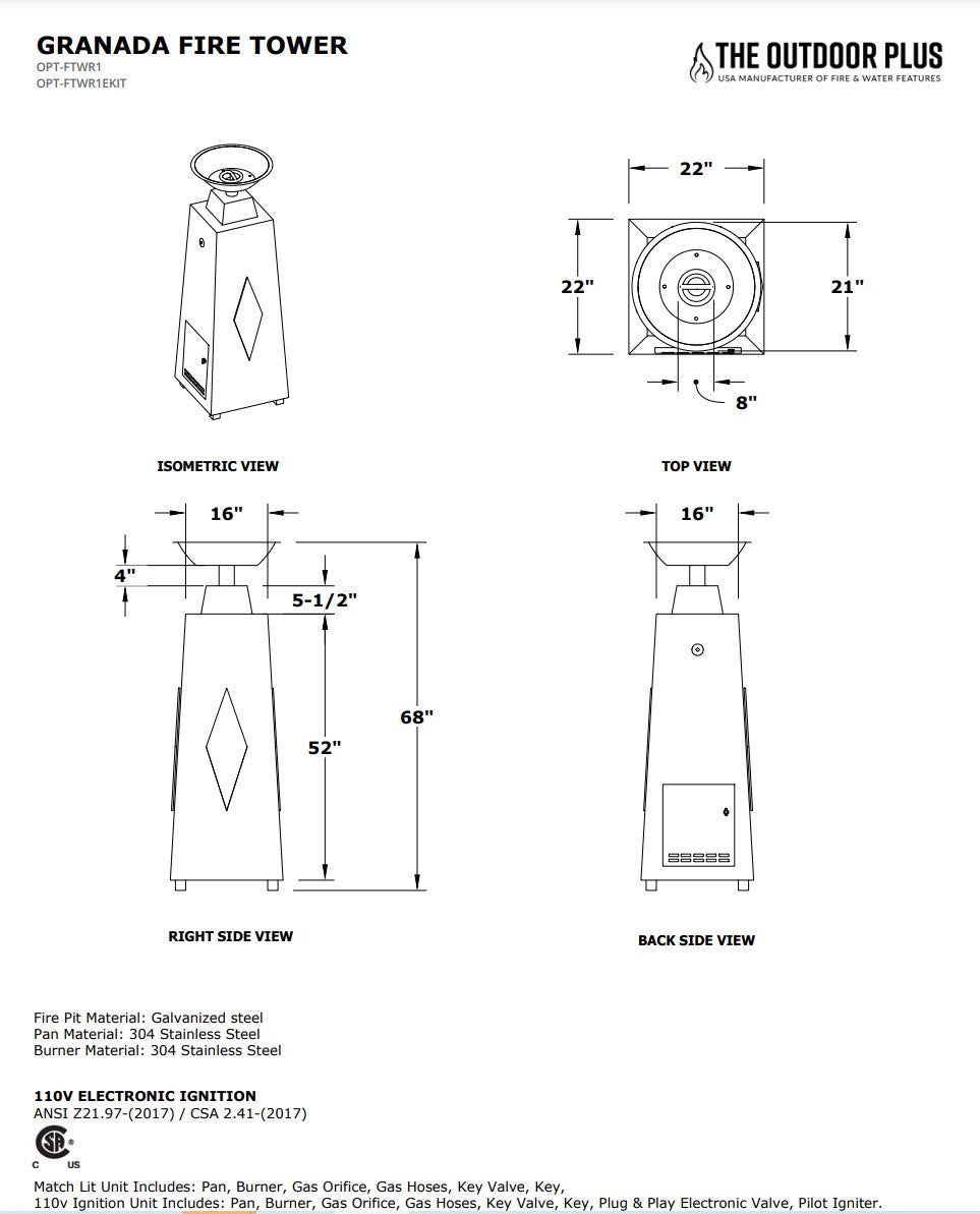 Granada Fire Tower by The Outdoor Plus | Outdoor Heat Direct