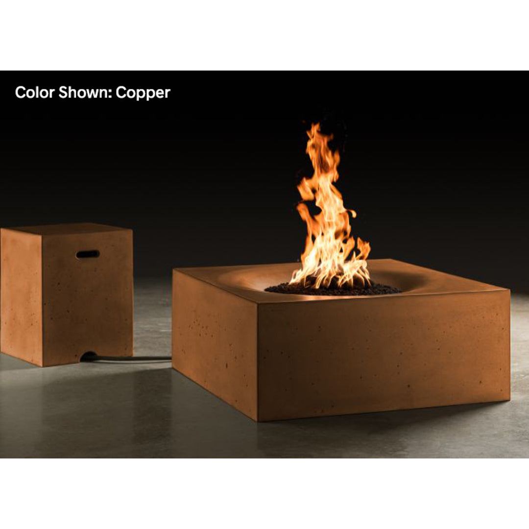 Horizon 36" Square Fire Table — Match Ignition | Slick Rock Concrete | Outdoor Heat Direct
