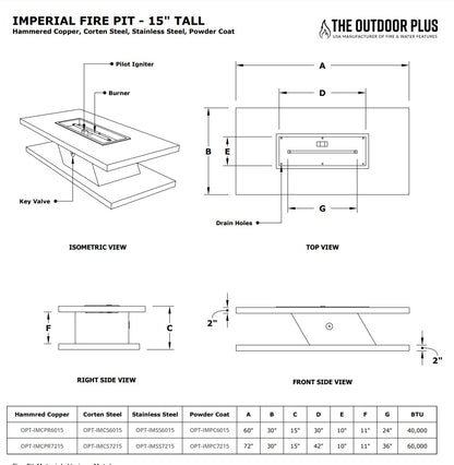 The Outdoor Plus Imperial Powdercoated 15" Tall