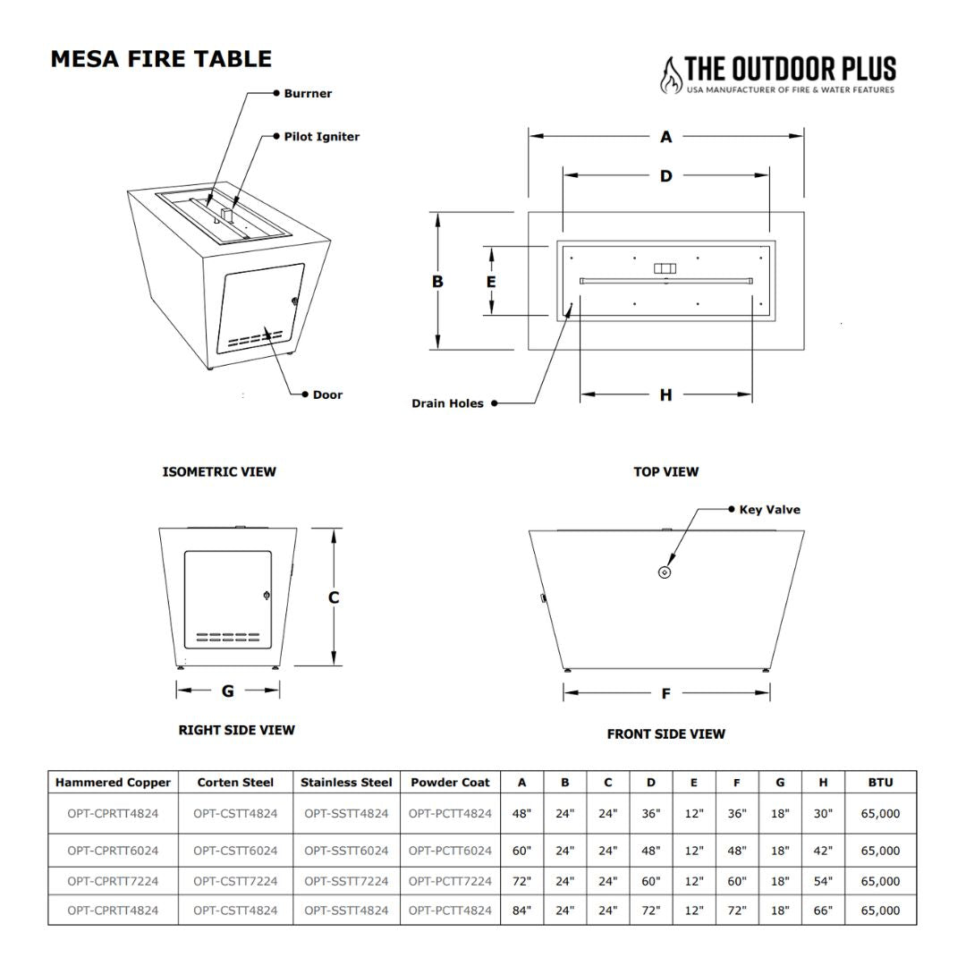 Mesa Fire Pit - Free Cover ✓ [The Outdoor Plus] (Lead Time 2-3 weeks)