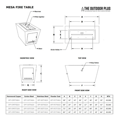 Mesa Fire Pit - Free Cover ✓ [The Outdoor Plus] (Lead Time 2-3 weeks)