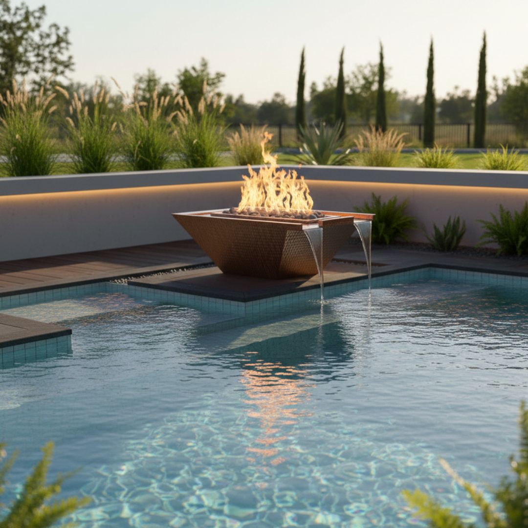 The Outdoor Plus Nile Hammered Copper Fire & Water Bowl - Outdoor Heat Direct