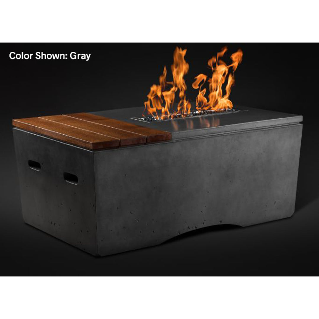 Slick Rock fire feature shown with remote-controlled electronic ignition | Outdoor Heat Direct