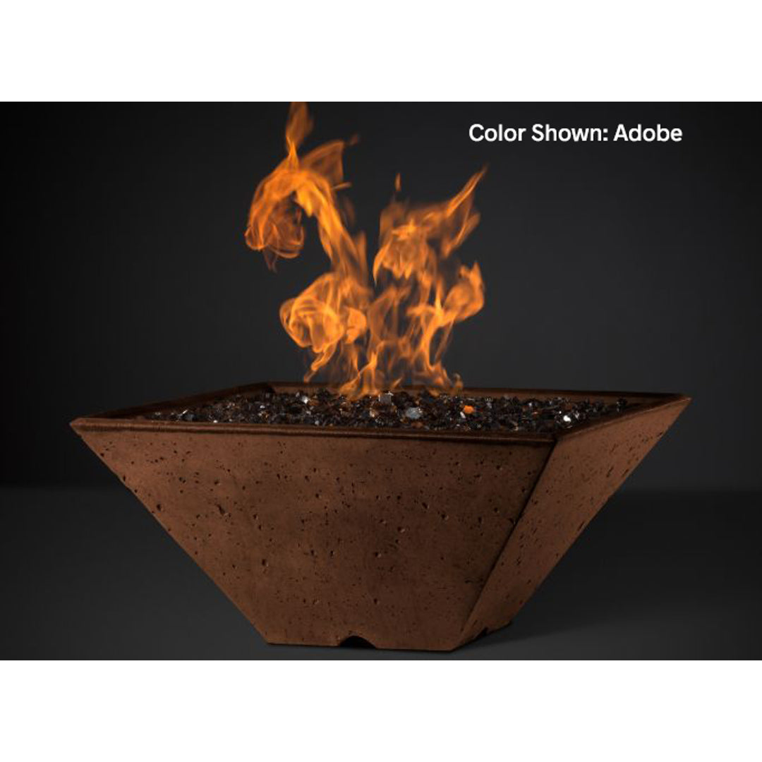 Ridgeline Square Fire Bowl (22"–34") — Match Ignition | Slick Rock Concrete | Outdoor Heat Direct