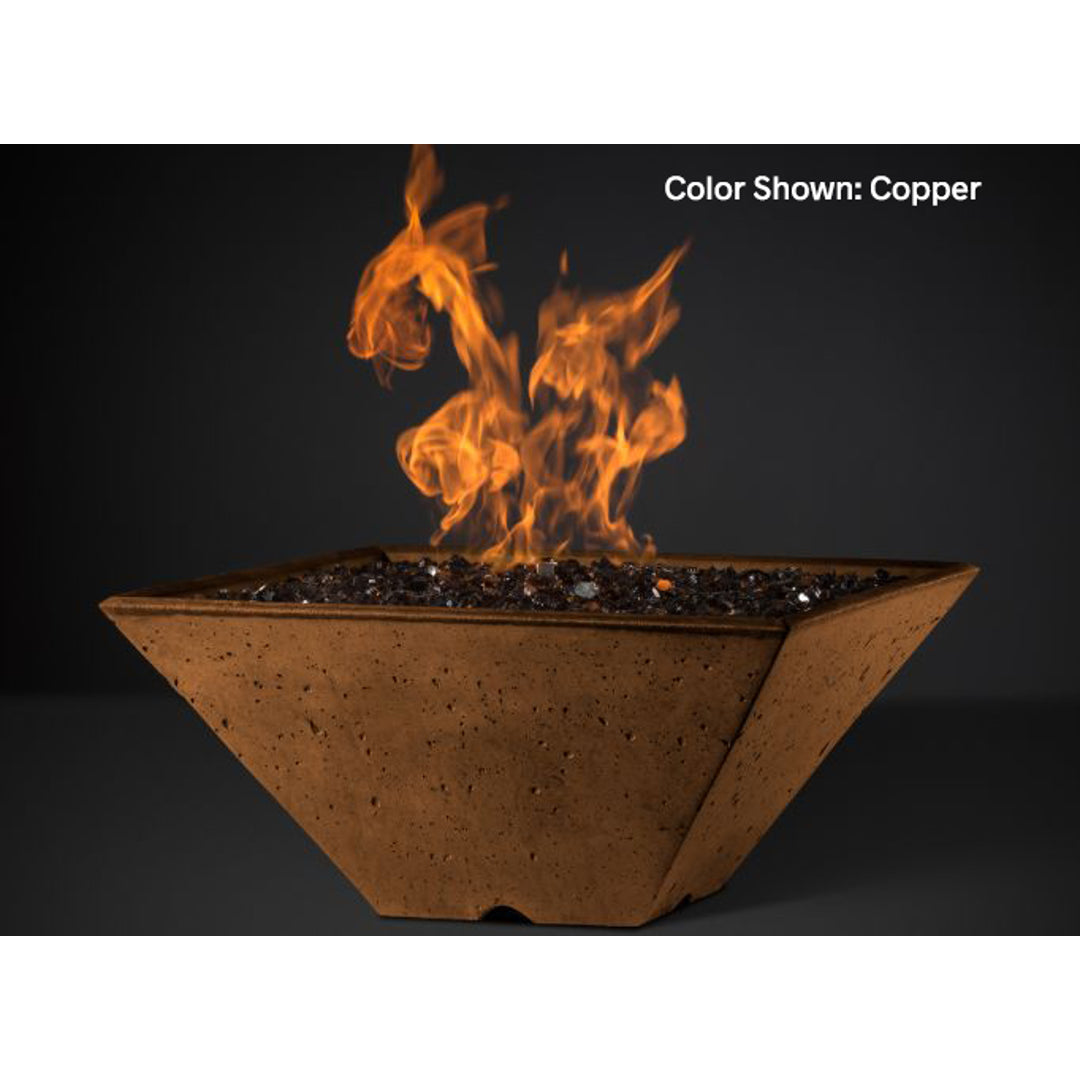 Ridgeline Square Fire Bowl (22"–34") — Match Ignition | Slick Rock Concrete | Outdoor Heat Direct