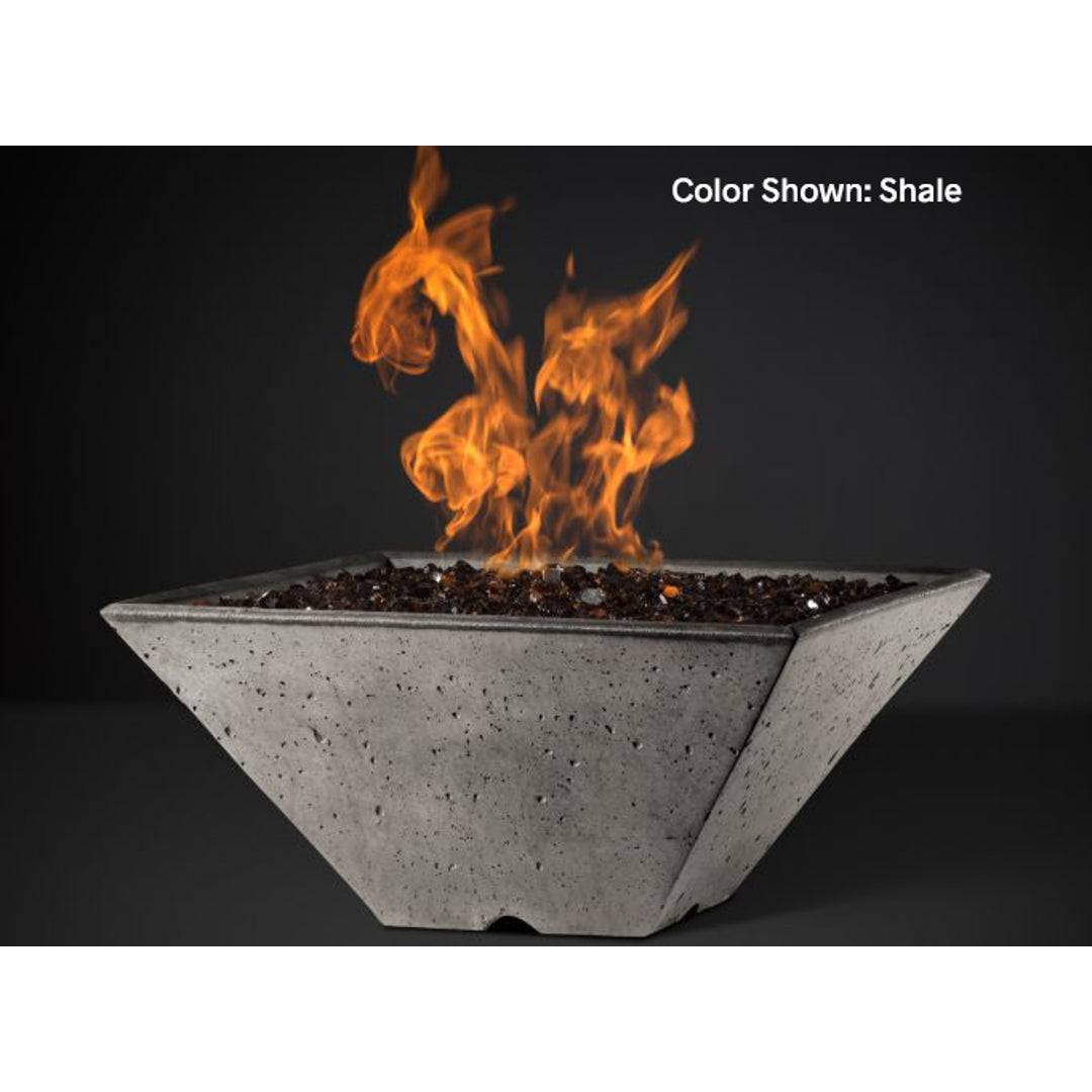 Ridgeline Square Fire Bowl + Media Pan (22"–34") — No Burner | Slick Rock Concrete | Outdoor Heat Direct