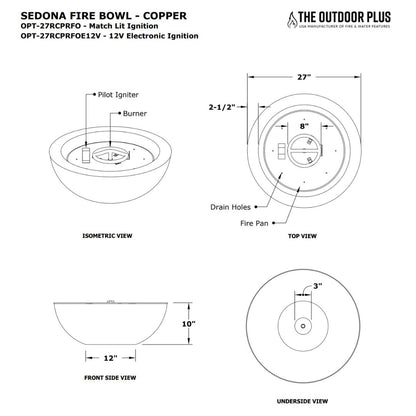 Sedona Copper Fire Bowl - Free Cover ✓ [The Outdoor Plus]  (Lead Time 2-3 weeks)