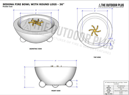 The Outdoor Plus Sedona Fire Bowl with Round Legs