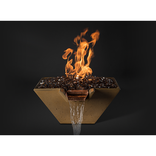 Slick Rock Concrete Cascade Square Fire on Glass Water Bowl