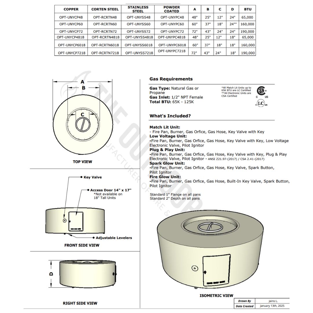 Unity Steel Fire Pit - 18" Tall - Free Cover ✓ [The Outdoor Plus] (Lead Time 2-3 weeks)