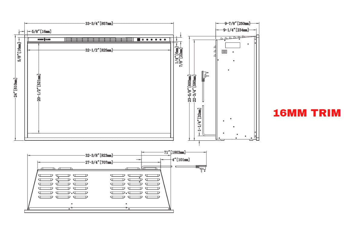 Modern Flames 36" Redstone Traditional Electric Fireplace (10" deep - 32.5" x 21" viewing)
