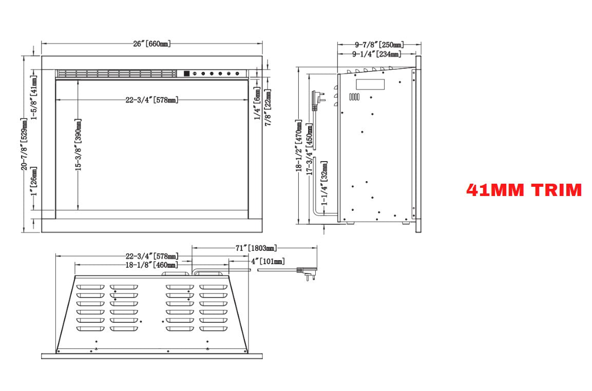Modern Flames Redstone 26” Single-Sided Electric Fireplace