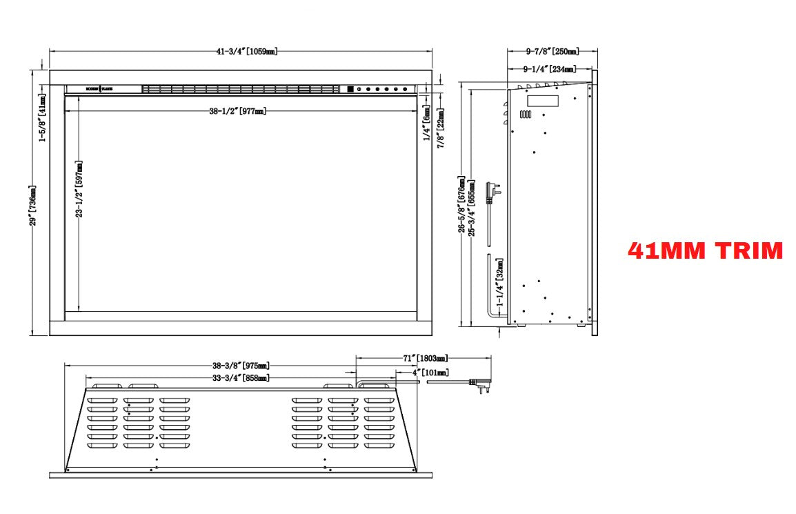 Modern Flames 42" Redstone Traditional Electric Fireplace (10" deep - 38.5" x 24" viewing)