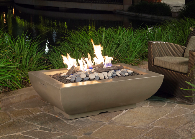 American Fyre Designs Bordeaux Rectangle Fire Bowl + Free Cover  | Outdoor Heat Direct