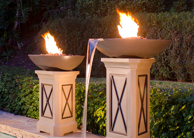 American Fyre Designs 40" Marseille Fire Bowl with Water Spout + Free Cover | Outdoor Heat Direct