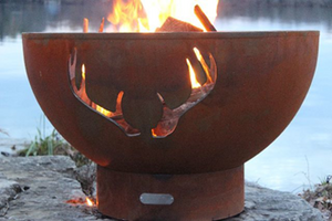 Fire Pit Art Antlers Fire Pit + Free Weather-Proof Fire Pit Cover - The Fire Pit Collection