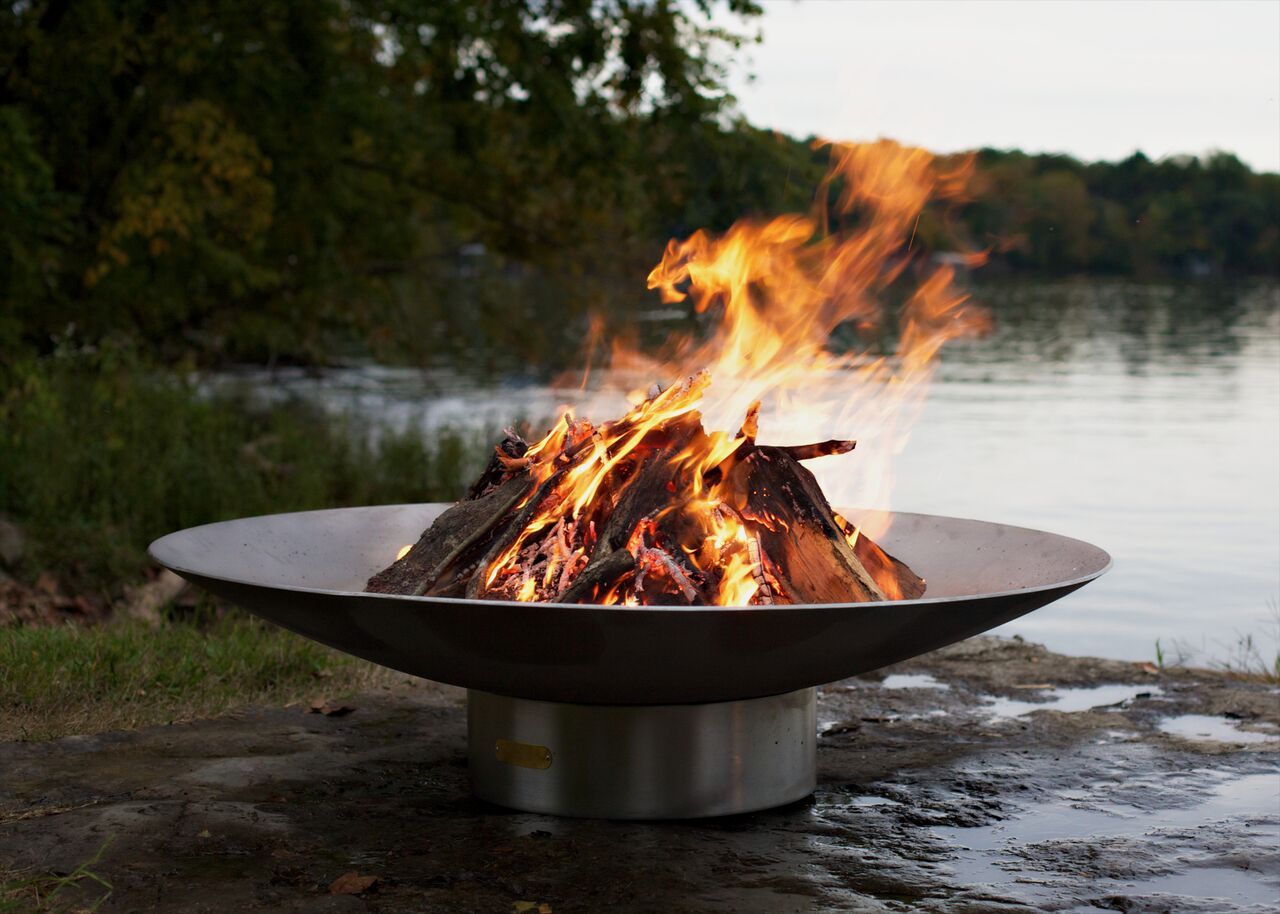Steel Fire Pit: Bella Vita Stainless  - Free Cover ✓ [Fire Pit Art] | Outdoor Heat Direct