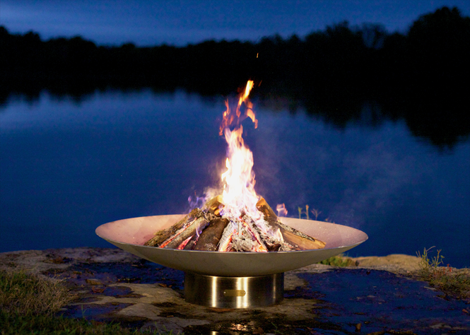 Steel Fire Pit: Bella Vita Stainless  - Free Cover ✓ [Fire Pit Art] | Outdoor Heat Direct