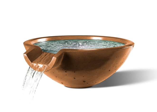 Camber Round Water Bowl 29" - Free Cover ✓ [Slick Rock Concrete] | Outdoor Heat Direct