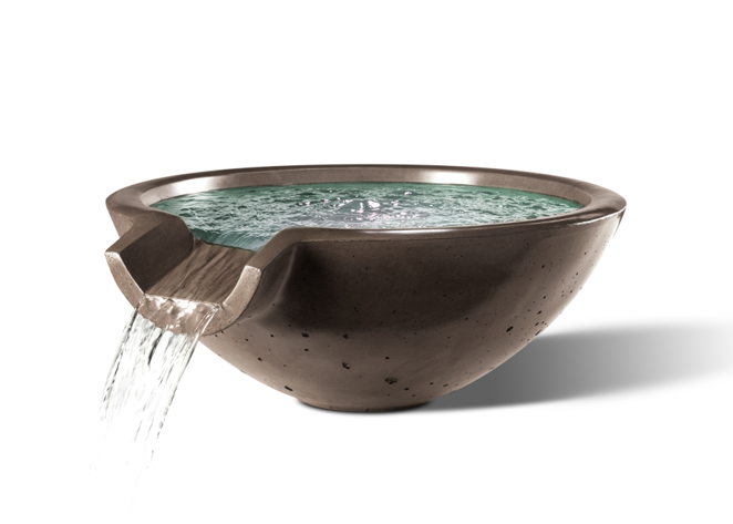 Camber Round Water Bowl 29" - Free Cover ✓ [Slick Rock Concrete] | Outdoor Heat Direct