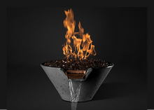 Load image into Gallery viewer, Slick Rock Concrete Cascade Conical Fire on Glass Water Bowl with Match Ignition