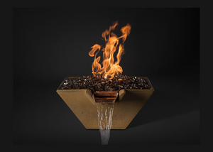 Slick Rock Concrete Cascade Square Fire on Glass Water Bowl with Match Ignition