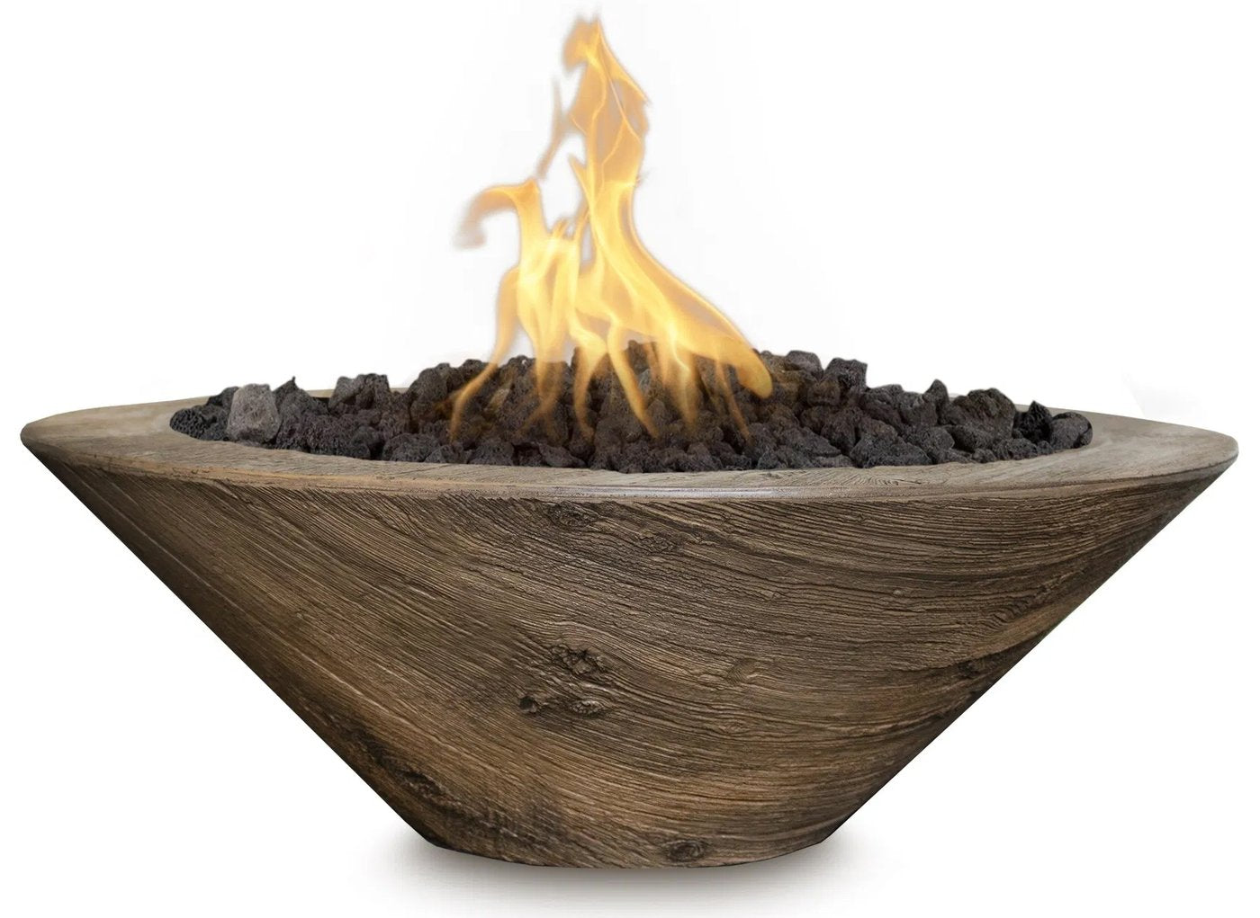 The Outdoor Plus Cazo Wood Grain Concrete Fire Bowl + Free Cover | Outdoor Heat Direct