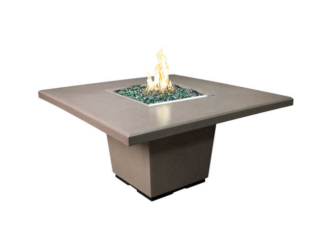 Cosmopolitan Square Dining Firetable with Electronic Ignition + Free Cover - American Fyre Designs | Outdoor Heat Direct